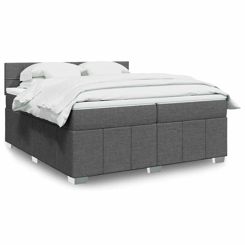 Cama com molas/colchão 200x200 cm tecido cinzento-escuro