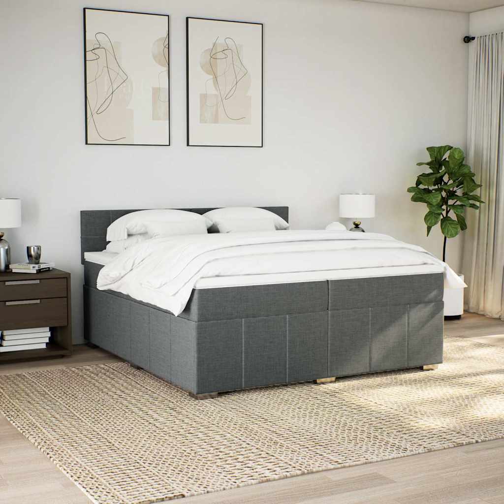 Cama com molas/colchão 200x200 cm tecido cinzento-escuro