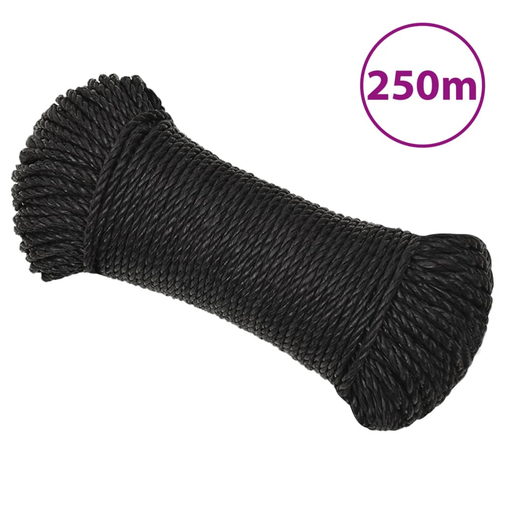 Corda de trabalho 3 mm 250 m poliéster preto