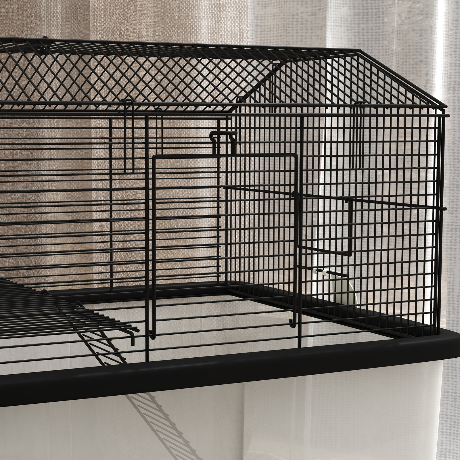 Gaiola para hamsters casa para pequenos roedores com comedouro bebedouro rampa e roda 57x43x57 cm preto