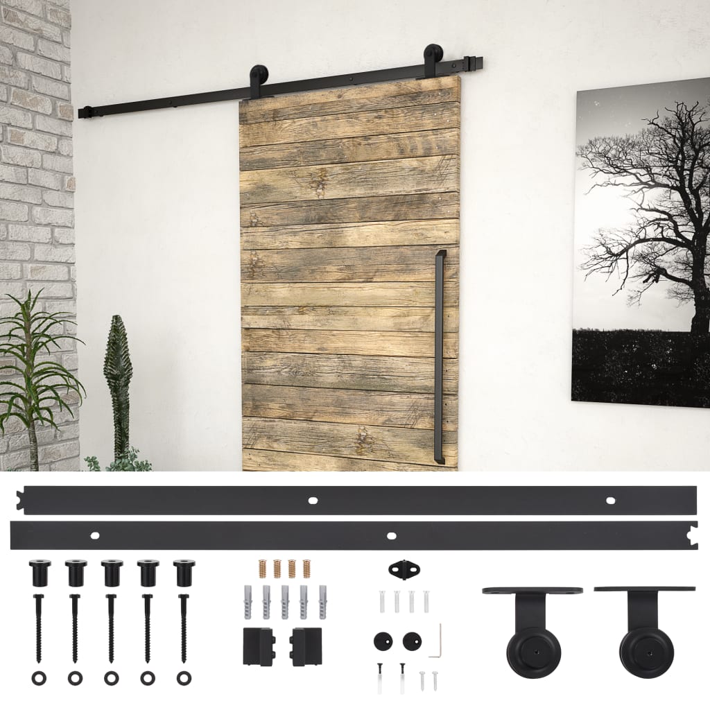 Kit de ferragens para porta deslizante skien 183 cm aço preto