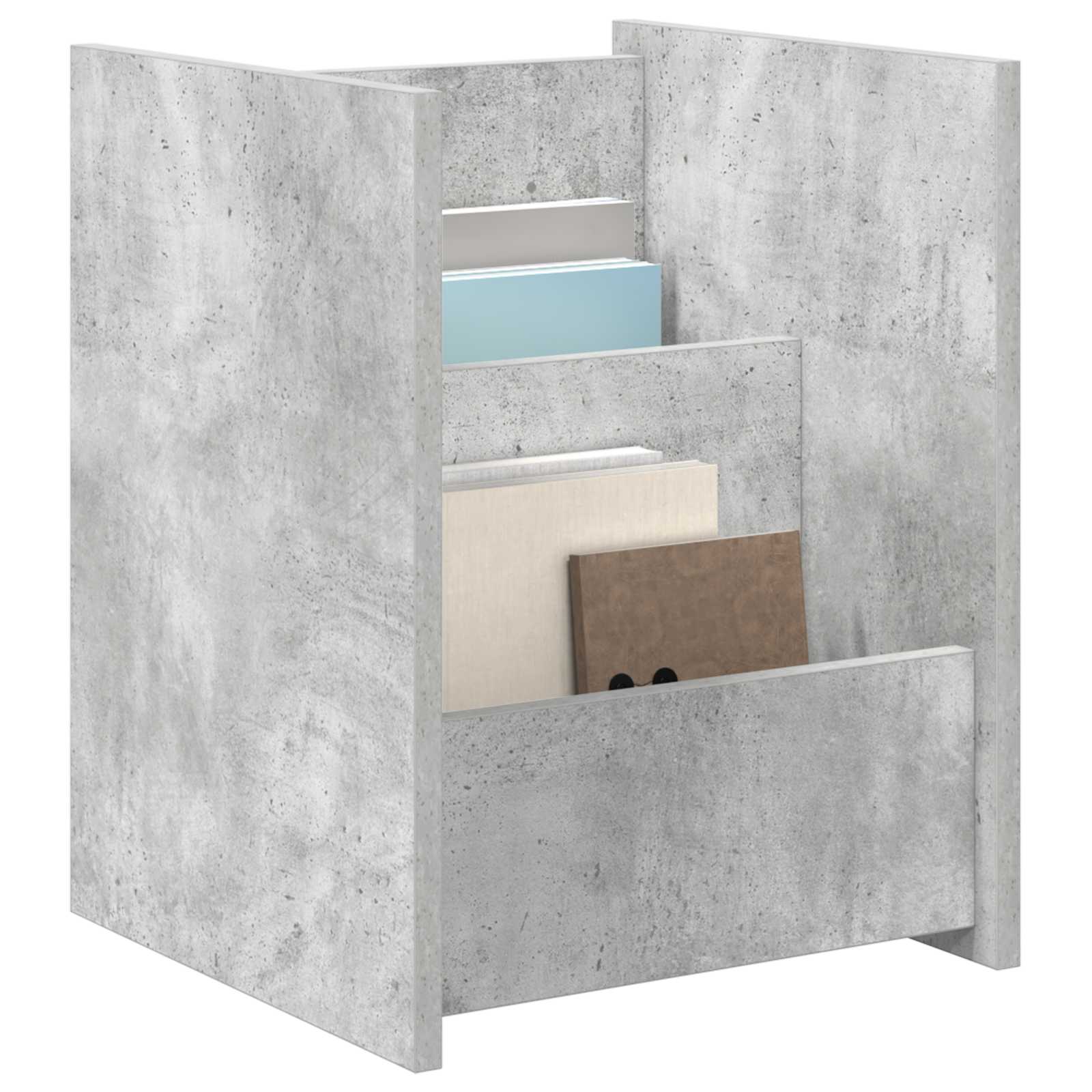 Estante de revistas cinza concreto 35 x 35 x 45 cm