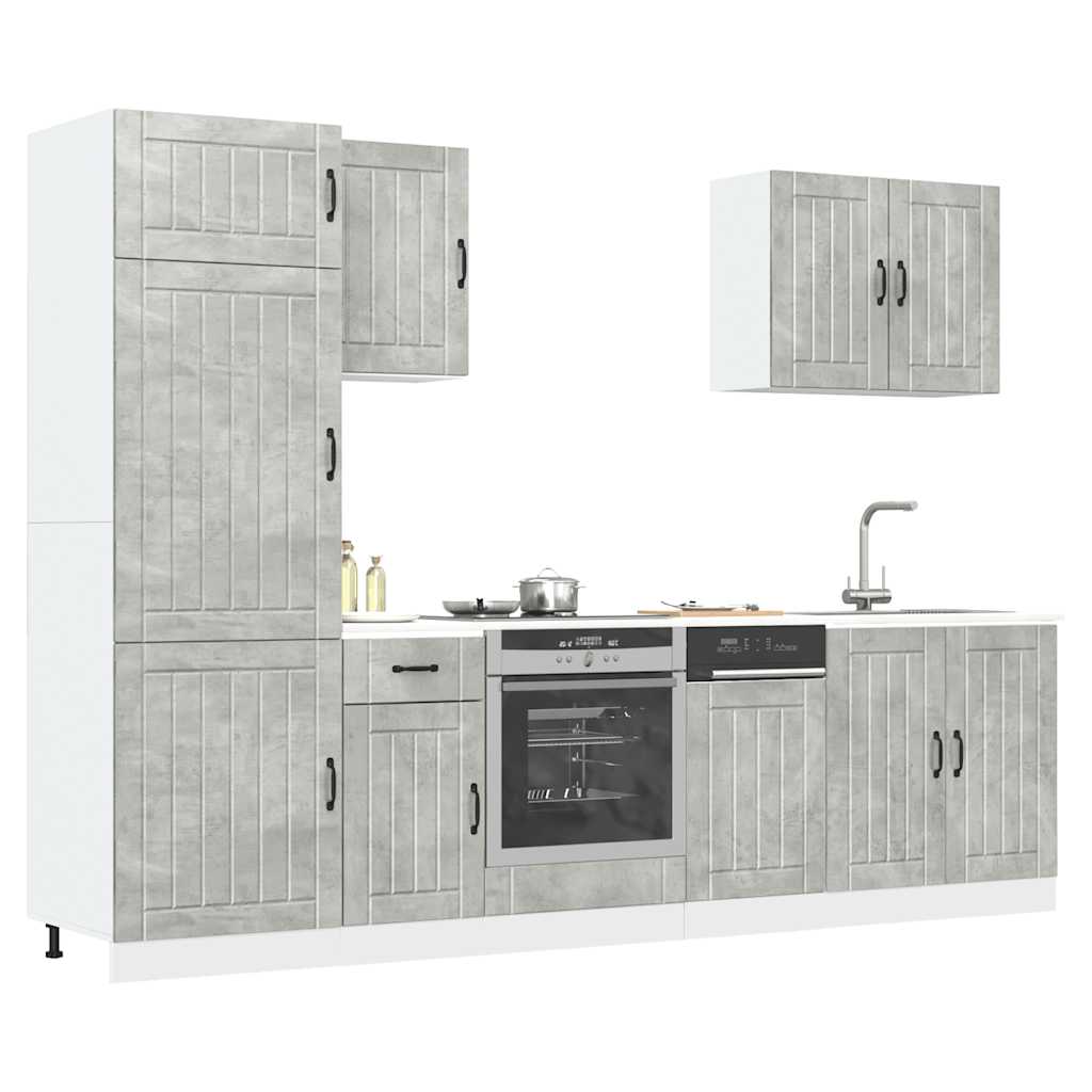 7 Peças armário de cozinha conjunto lucca cinzento cimento