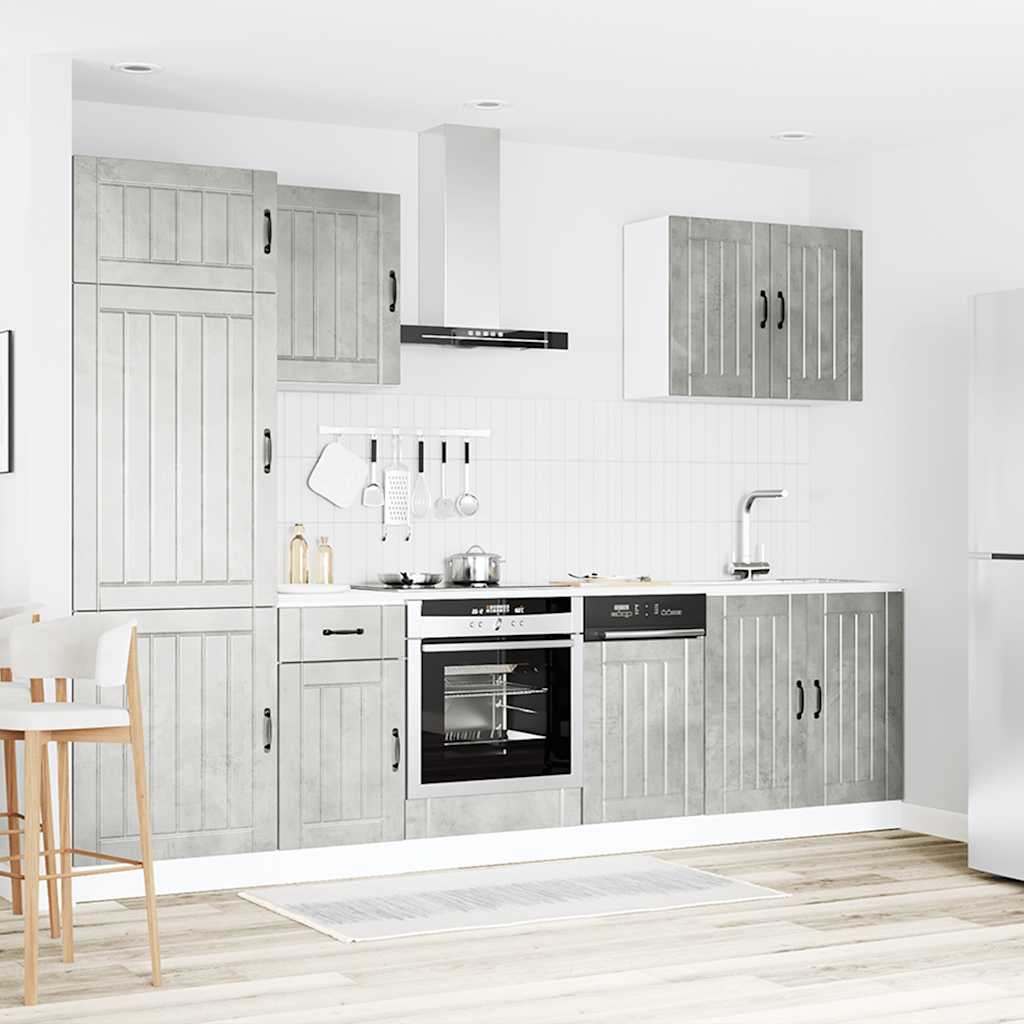 7 Peças armário de cozinha conjunto lucca cinzento cimento