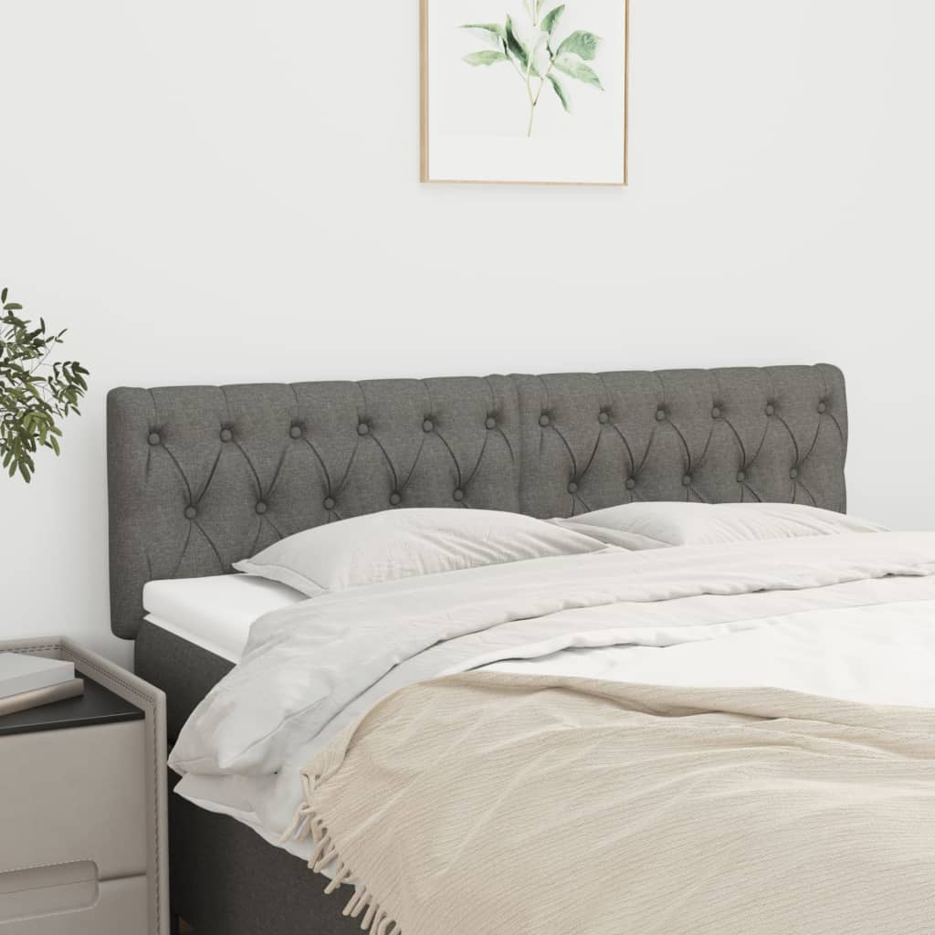 Cabeceiras cinzento-escuro 144x7x78/88 cm tecido