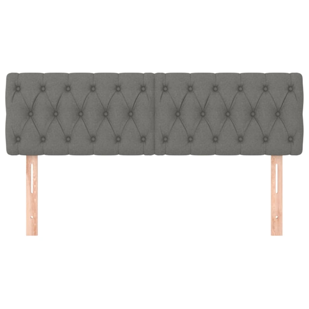 Cabeceiras cinzento-escuro 144x7x78/88 cm tecido