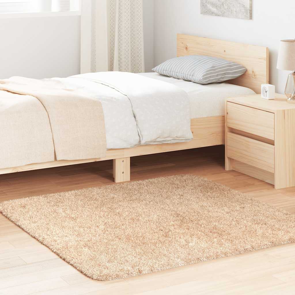 Tapete shaggy de pelo alto navarra 120x120 cm poliéster bege