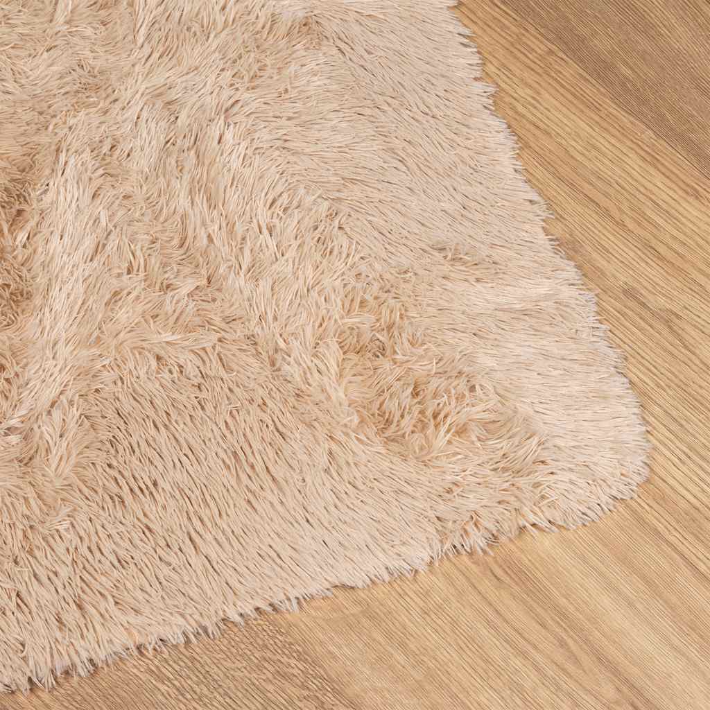 Tapete shaggy de pelo alto navarra 120x120 cm poliéster bege