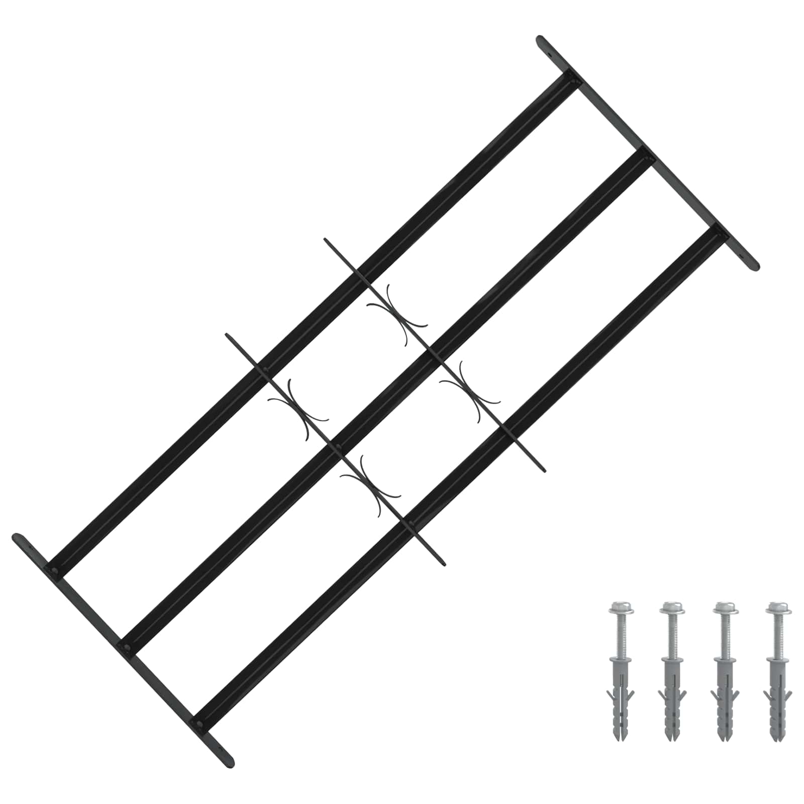 Grelha de janela 116 x 45 cm aço revestido a pó preto