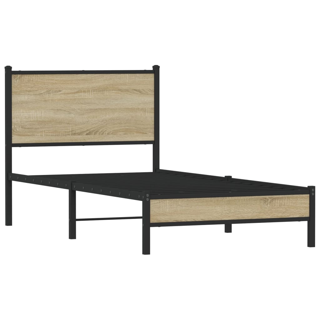 Estrutura de cama sem colchão 80x200 cm metal carvalho sonoma