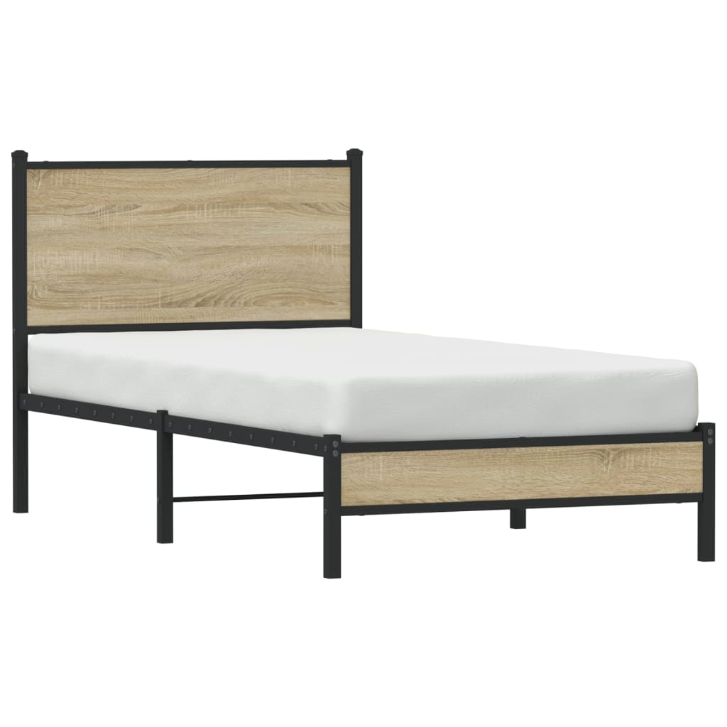 Estrutura de cama sem colchão 80x200 cm metal carvalho sonoma