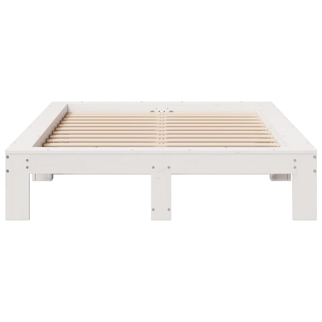 Cama sem colchão 120x200 cm madeira de pinho maciça branco