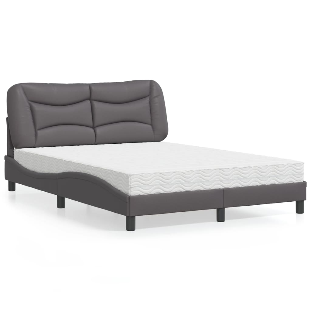 Cama com colchão hvar 120x200 cm couro artificial cinzento