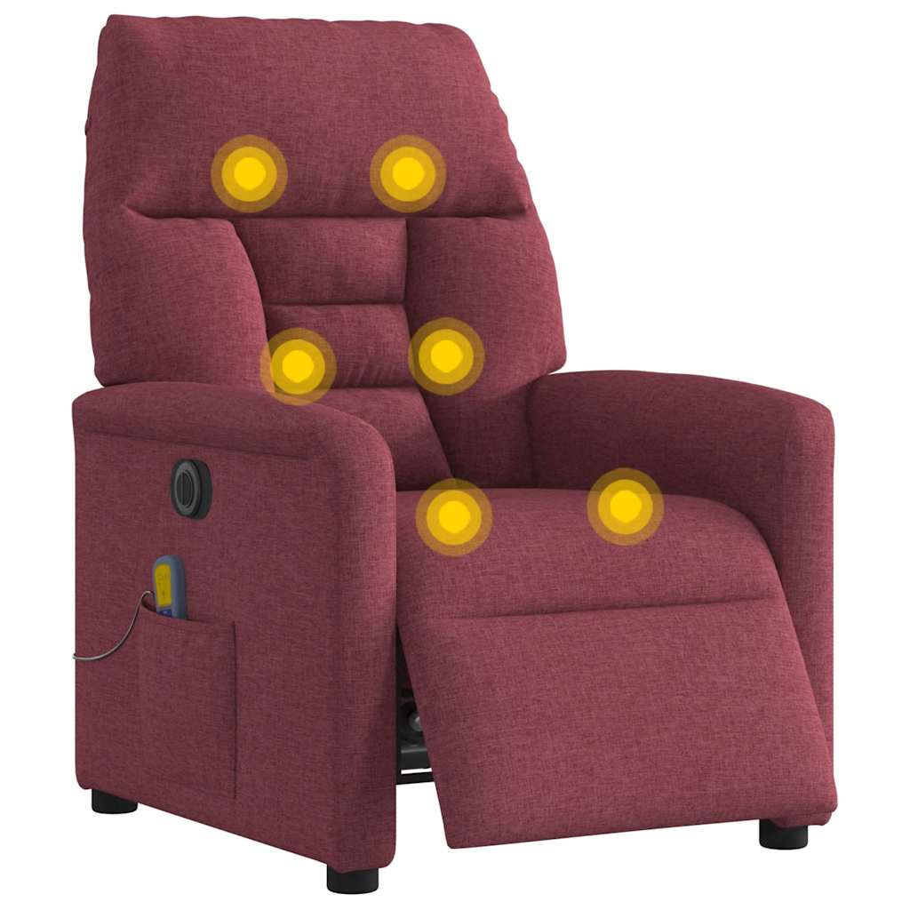 Poltrona reclinável de massagens elétrica tecido vermelho tinto