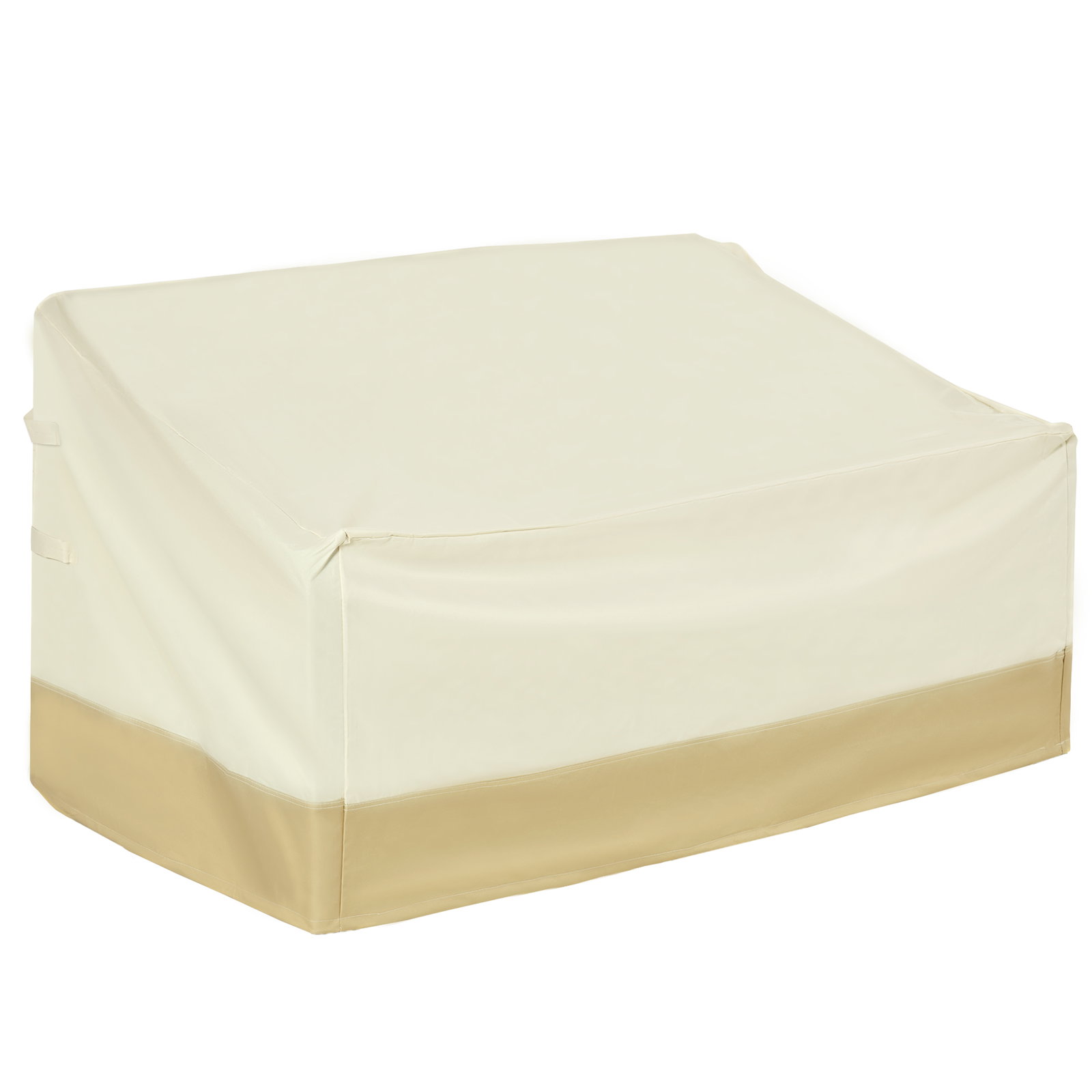 Capa protetora para móveis de jardim 152x87x59-79 cm com tecido oxford 600d impermeável e fivela bege e creme