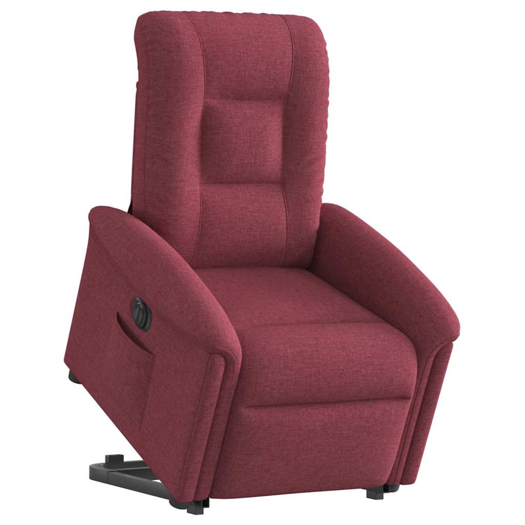 Poltrona reclinável elevatória elétrica tecido vermelho-tinto