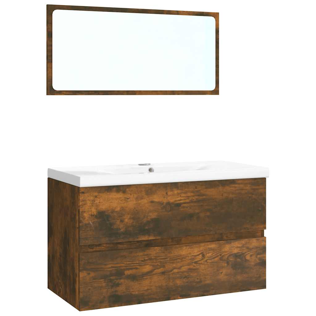 Conjunto de móveis casa de banho derivados madeira cor fumado