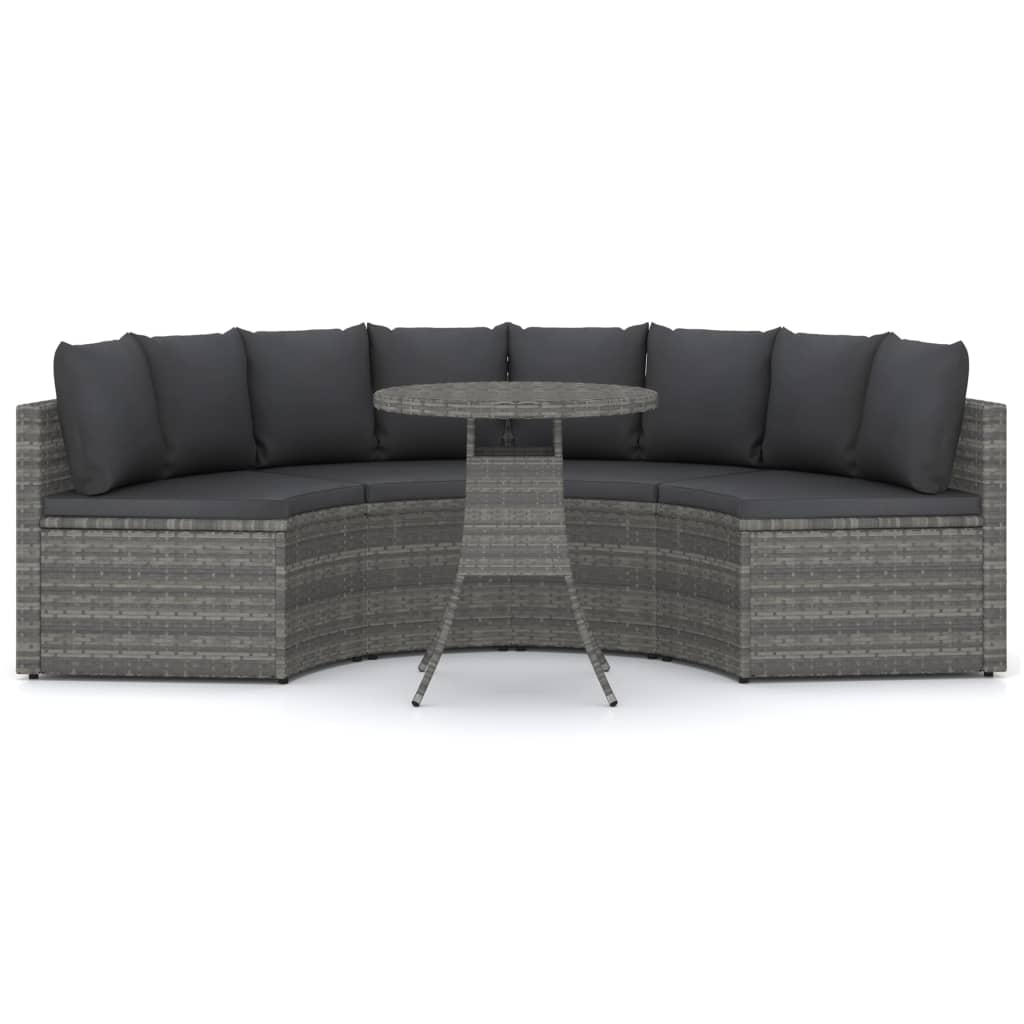 5 Pcs conjunto sofás de jardim c/ almofadões vime PE cinzento