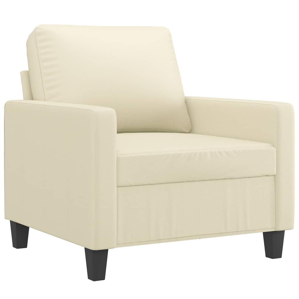4 Pcs conjunto sofás c/ almofadões couro artificial cor creme