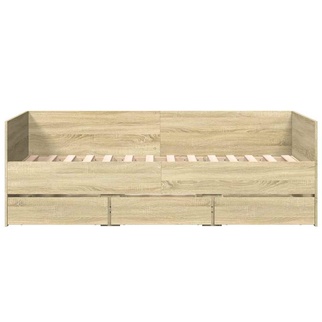 Sofá-cama com gavetas sem colchão 90x190 cm carvalho sonoma