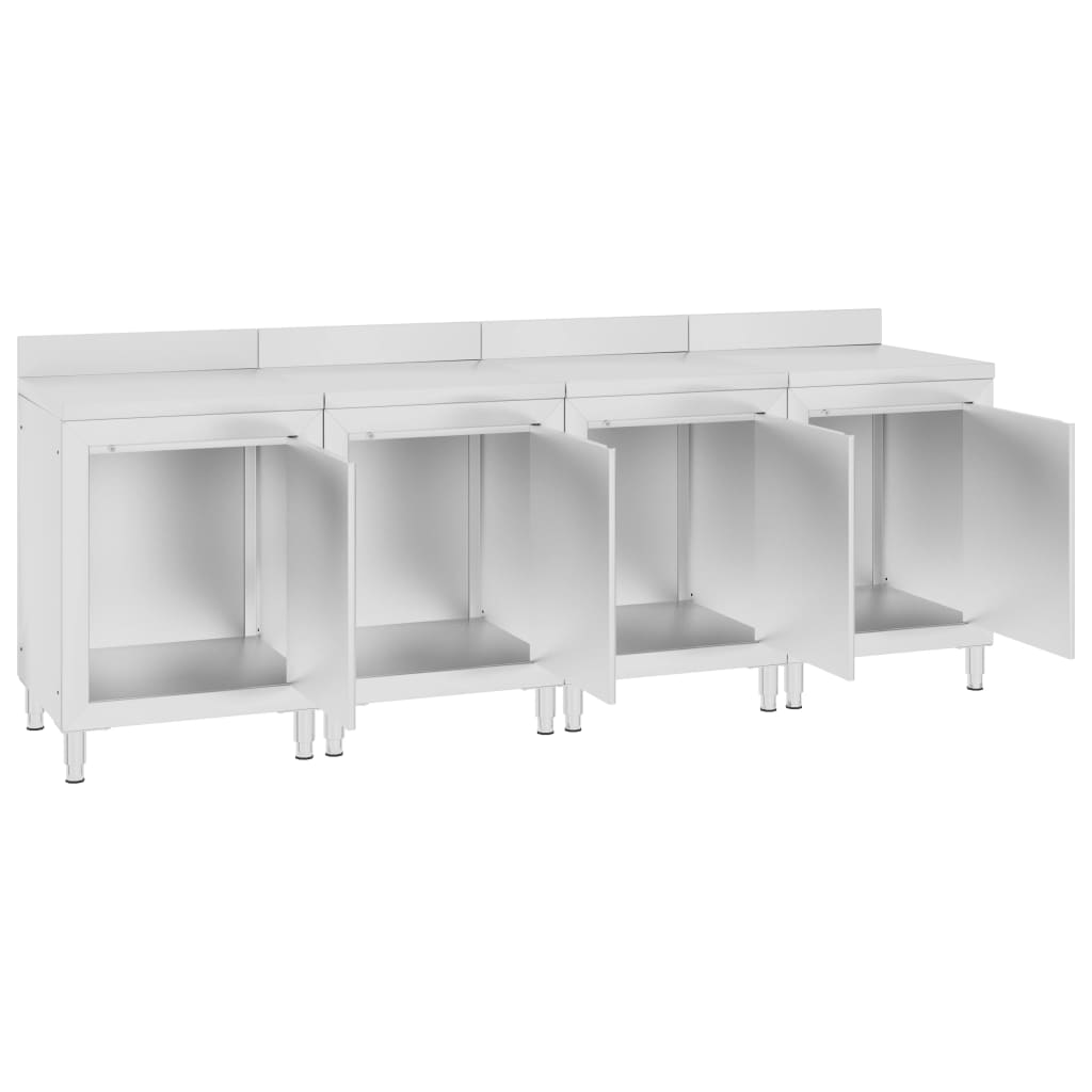Mesa trabalho comercial c/ armário 240x60x96 cm aço inoxidável