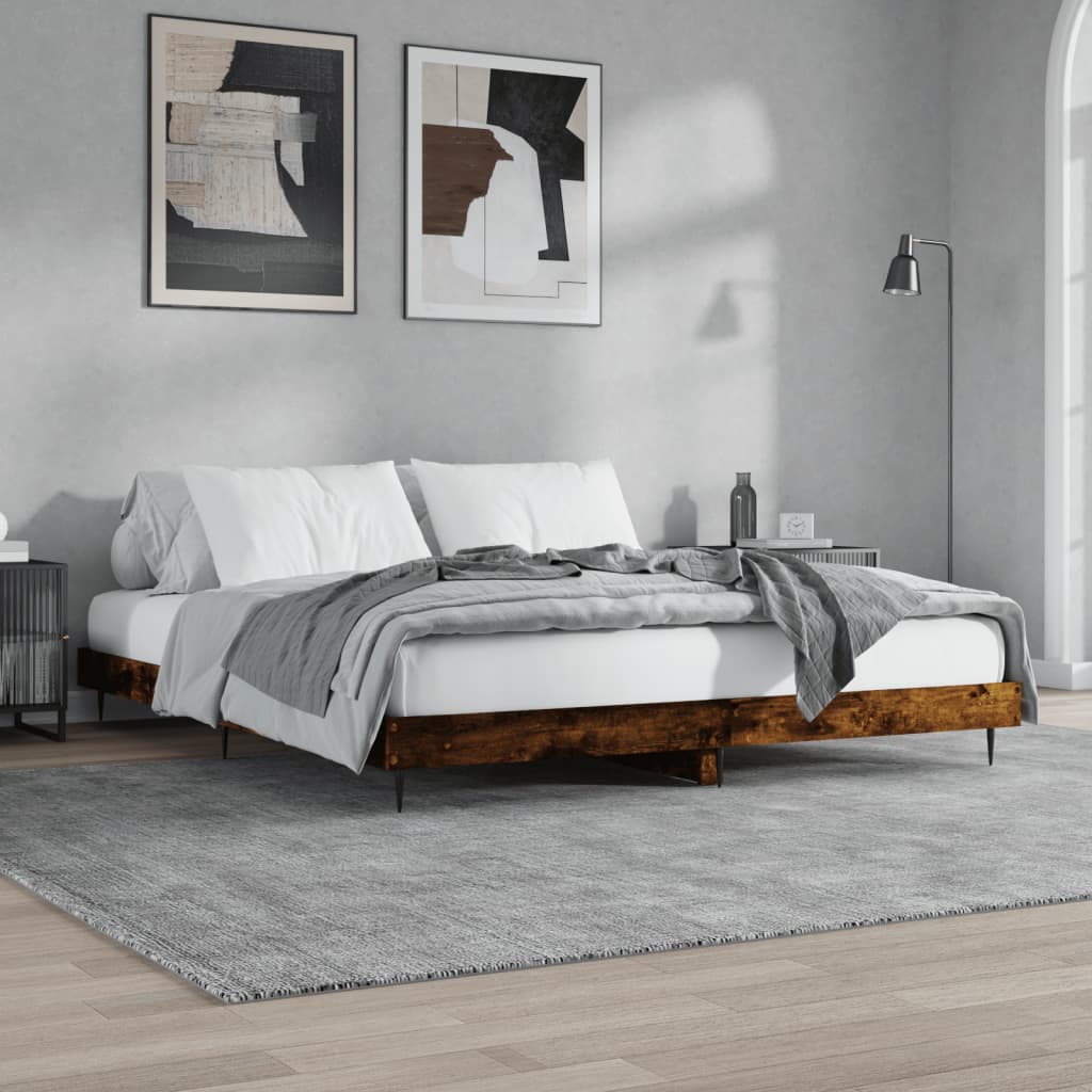 Estrutura de cama s/ colchão derivados madeira carvalho fumado