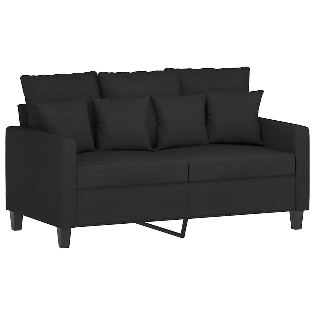 3 Pcs conjunto de sofás com almofadões tecido preto