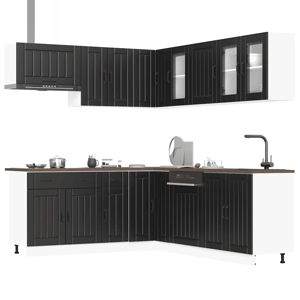 11 Peças armário de cozinha conjunto lucca preto