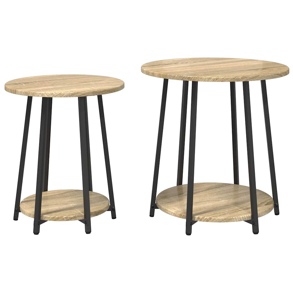 Conjunto de mesas de apoio 2 unid. carvalho sonoma e preto
