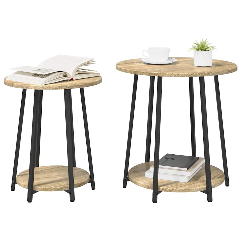 Conjunto de mesas de apoio 2 unid. carvalho sonoma e preto