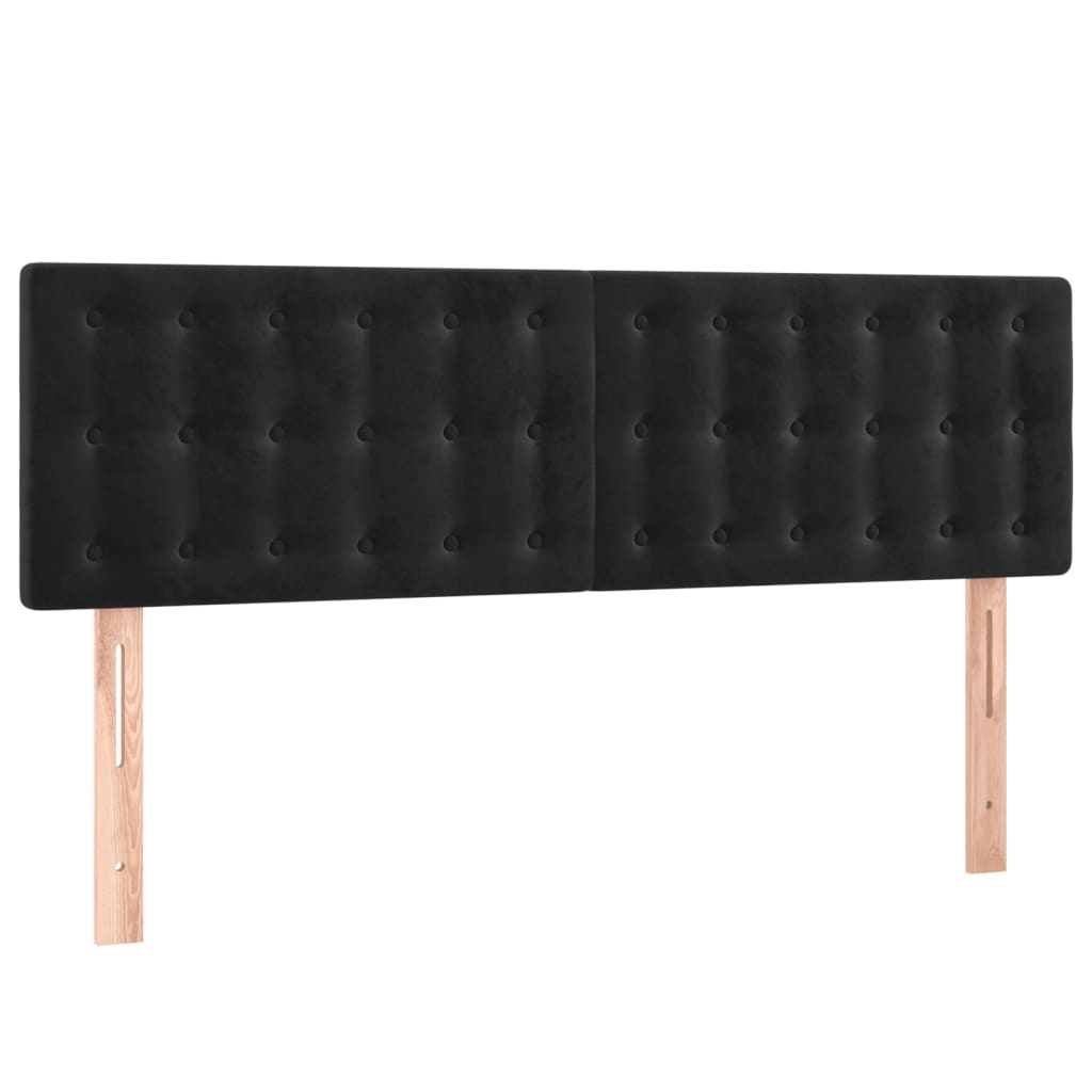 Cabeceira de cama c/ luzes LED veludo 144x5x78/88 cm preto