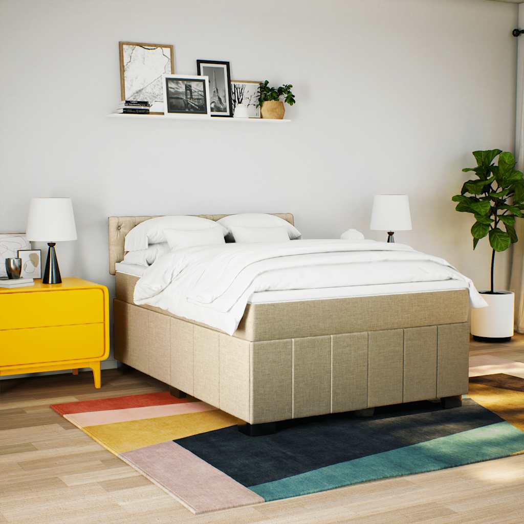 Cama com molas/colchão 140x190 cm tecido cor creme