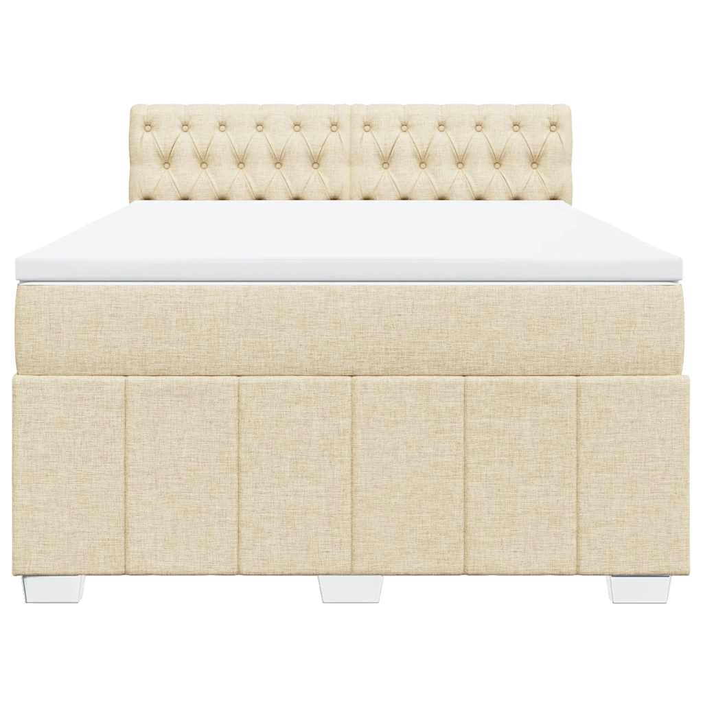 Cama com molas/colchão 140x190 cm tecido cor creme