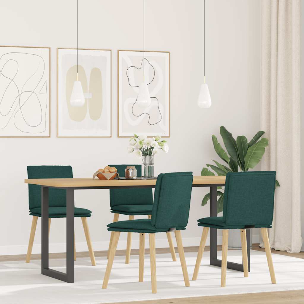 Cadeiras de jantar 4 pcs tecido verde escuro