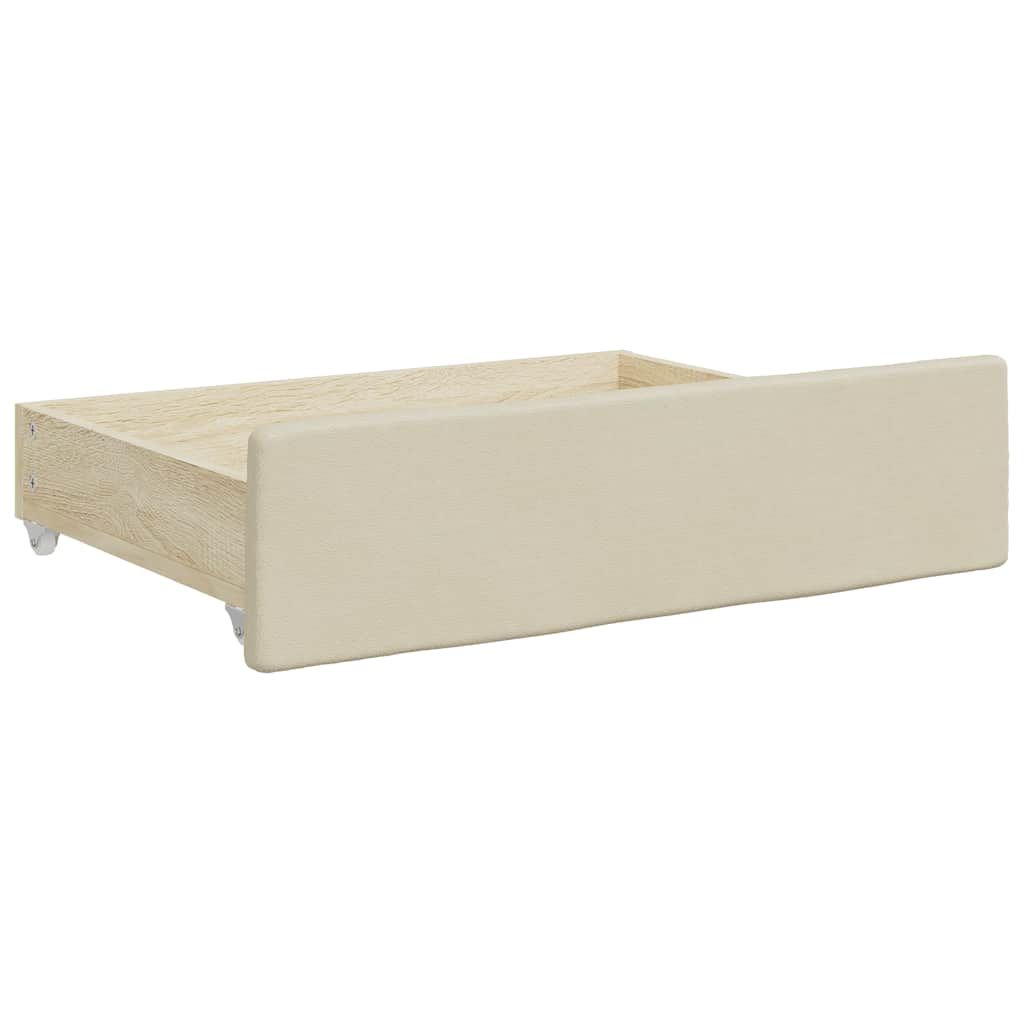 Gavetas de cama 2 pcs derivados de madeira e couro artif. creme