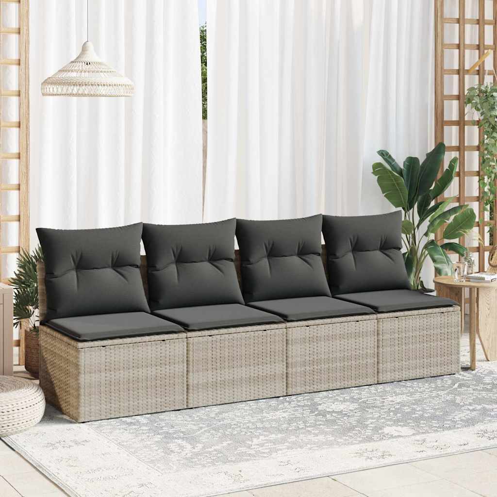 2 Pcs conjunto sofás de jardim c/ almofadões acácia e vime PE