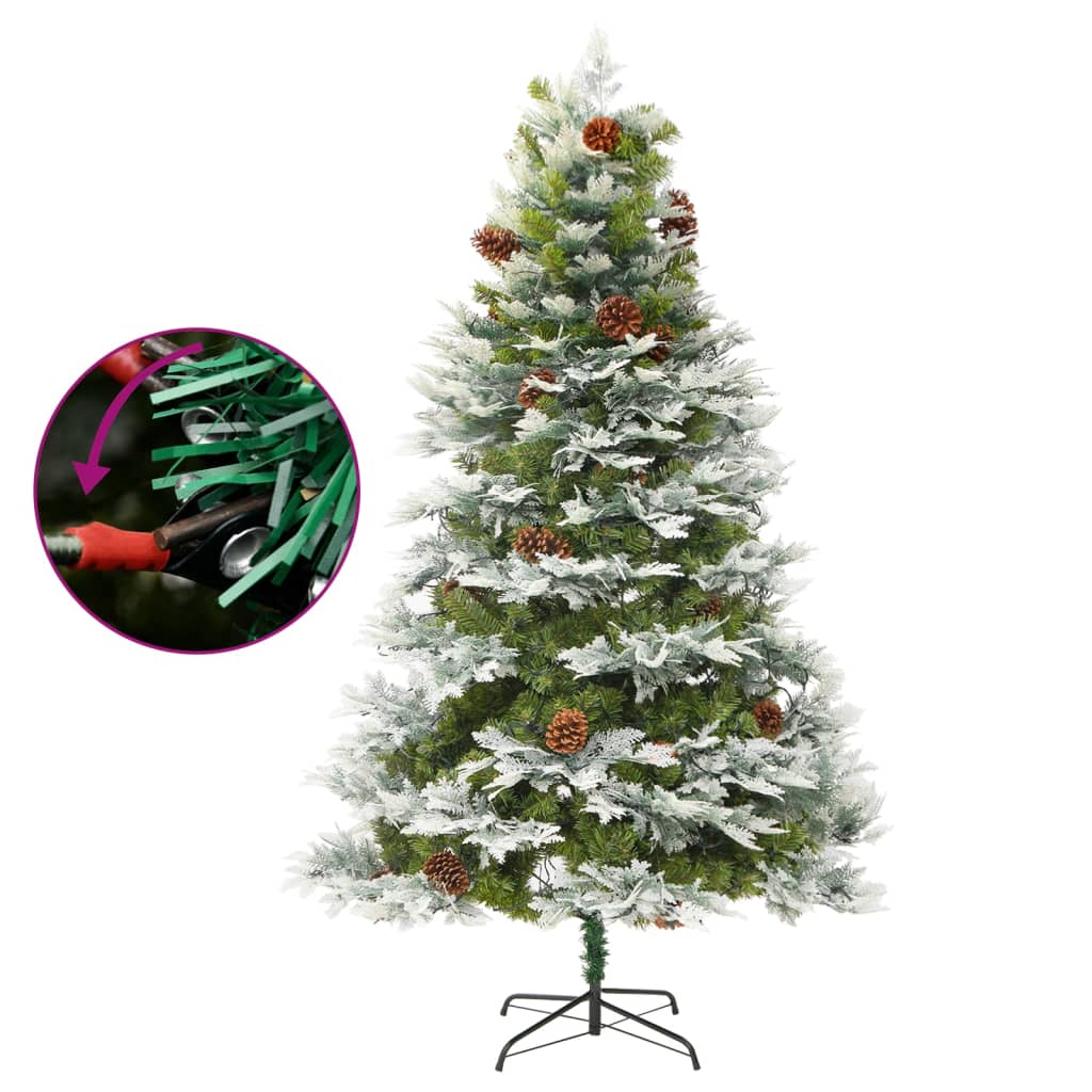 Árvore de natal com pinhas pré-iluminada 195 cm PVC e PE verde