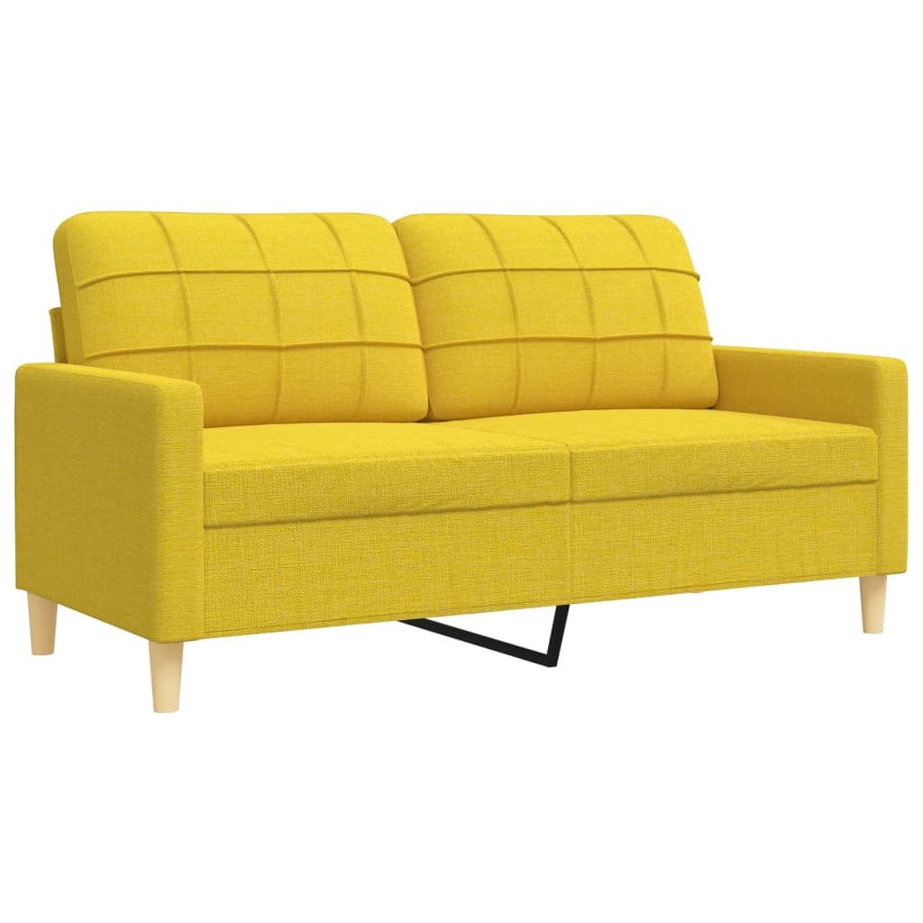 2 Pcs conjunto de sofás tecido amarelo-claro