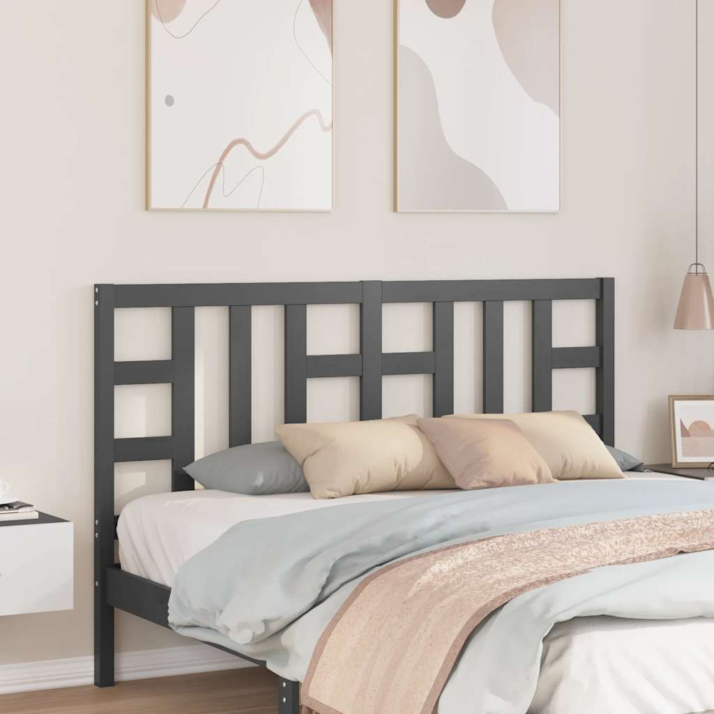 Cabeceira de cama 166x4x100 cm pinho maciço cinzento