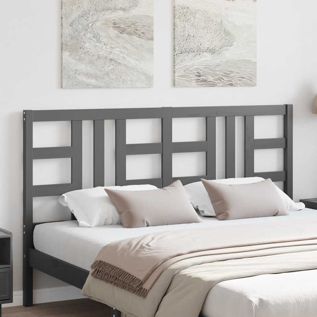 Cabeceira de cama 166x4x100 cm pinho maciço cinzento