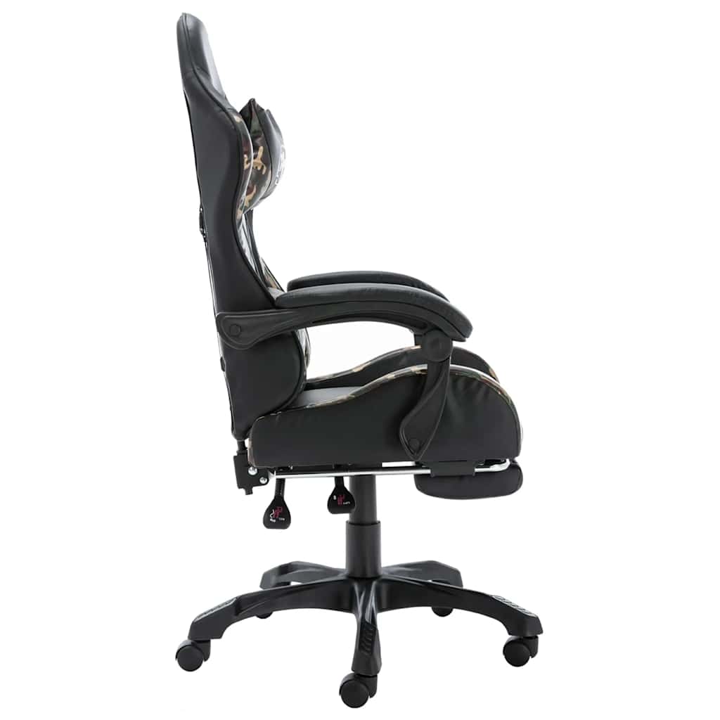 Cadeira estilo corrida c/ apoio pés couro art. preto/camuflado