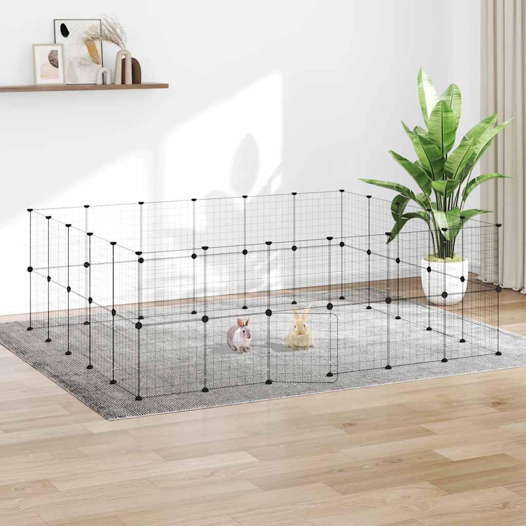Gaiola p/ animais de 44 painéis c/ porta 35x35 cm aço preto