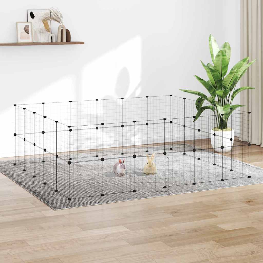 Gaiola p/ animais de 44 painéis c/ porta 35x35 cm aço preto