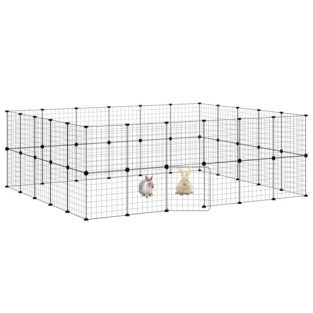 Gaiola p/ animais de 44 painéis c/ porta 35x35 cm aço preto