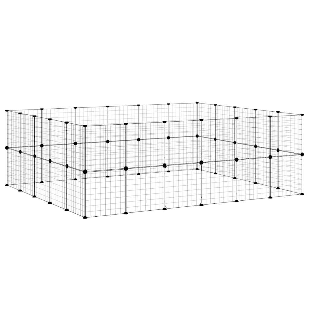 Gaiola p/ animais de 44 painéis c/ porta 35x35 cm aço preto