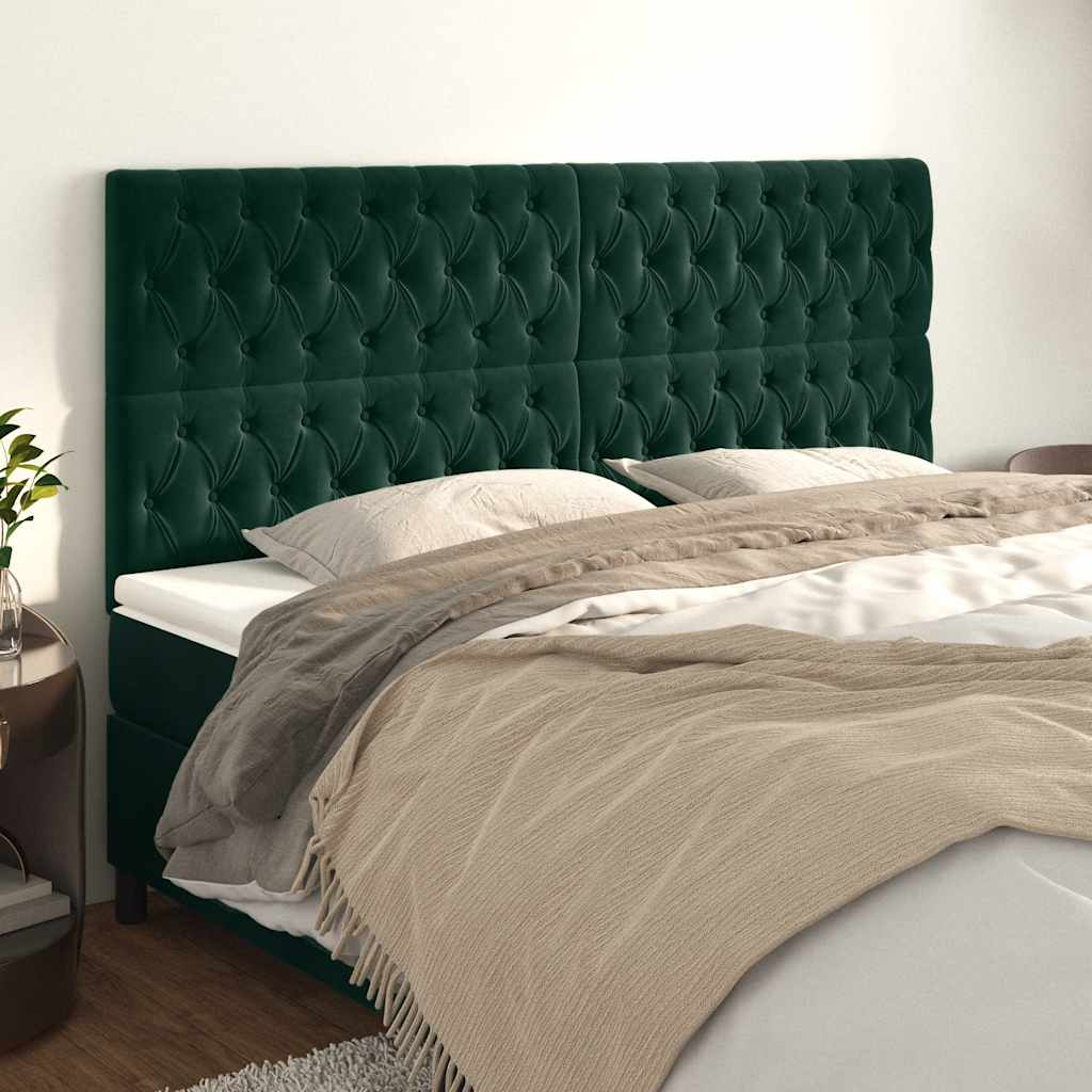 Cabeceira verde escuro 200x7x118/128 cm veludo