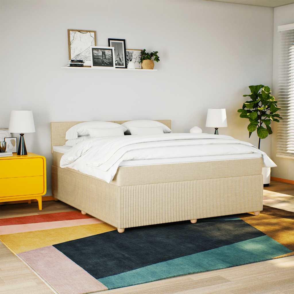 Cama com molas/colchão 180x200 cm tecido cor creme