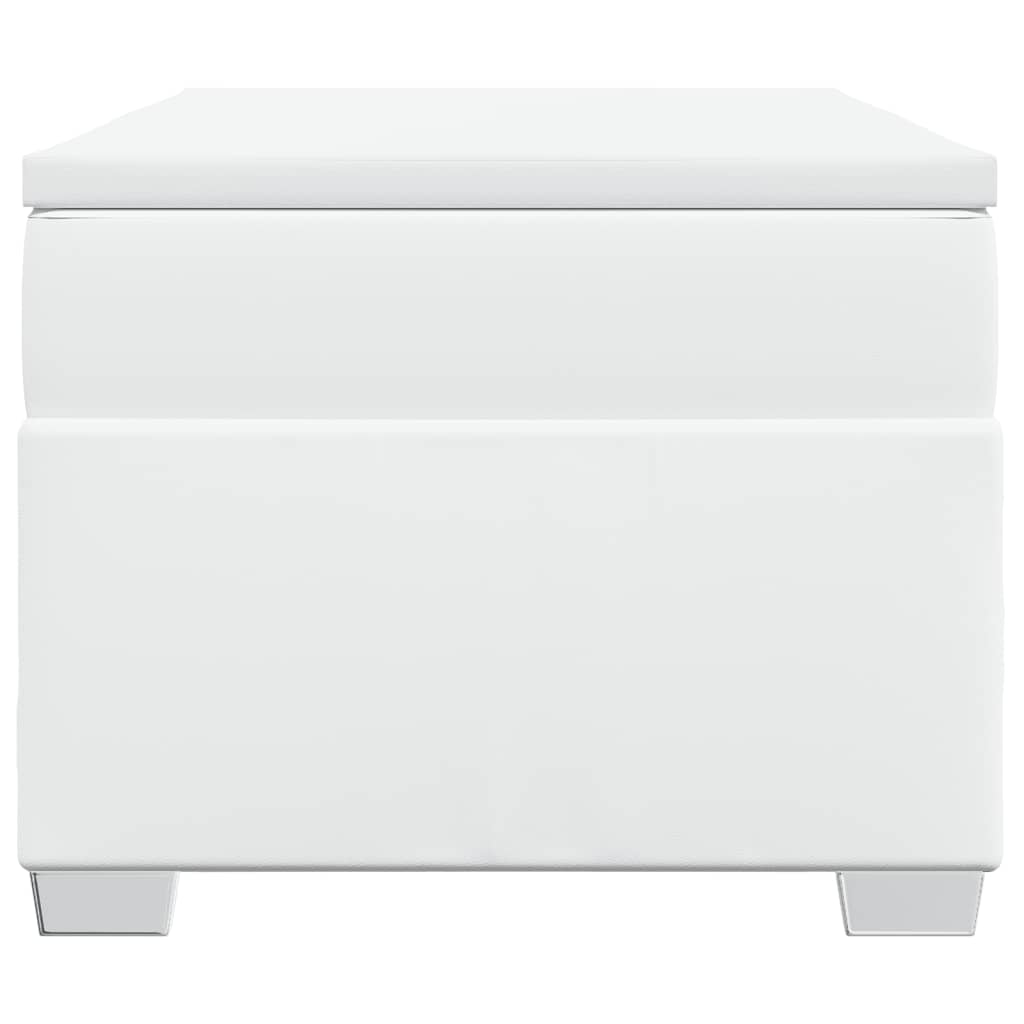 Cama com molas/colchão 90x190 cm couro artificial branco