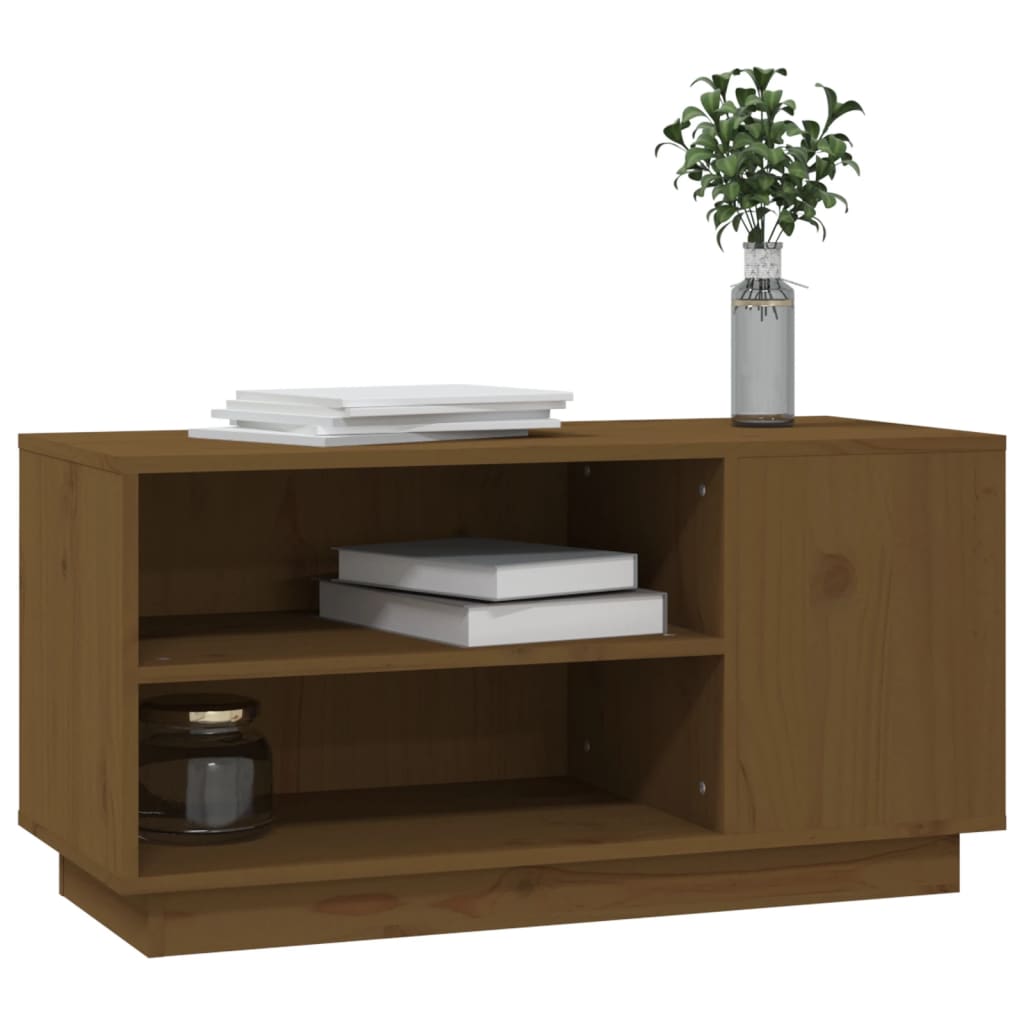 Móvel de TV 80x35x40,5 cm madeira de pinho maciça castanho mel