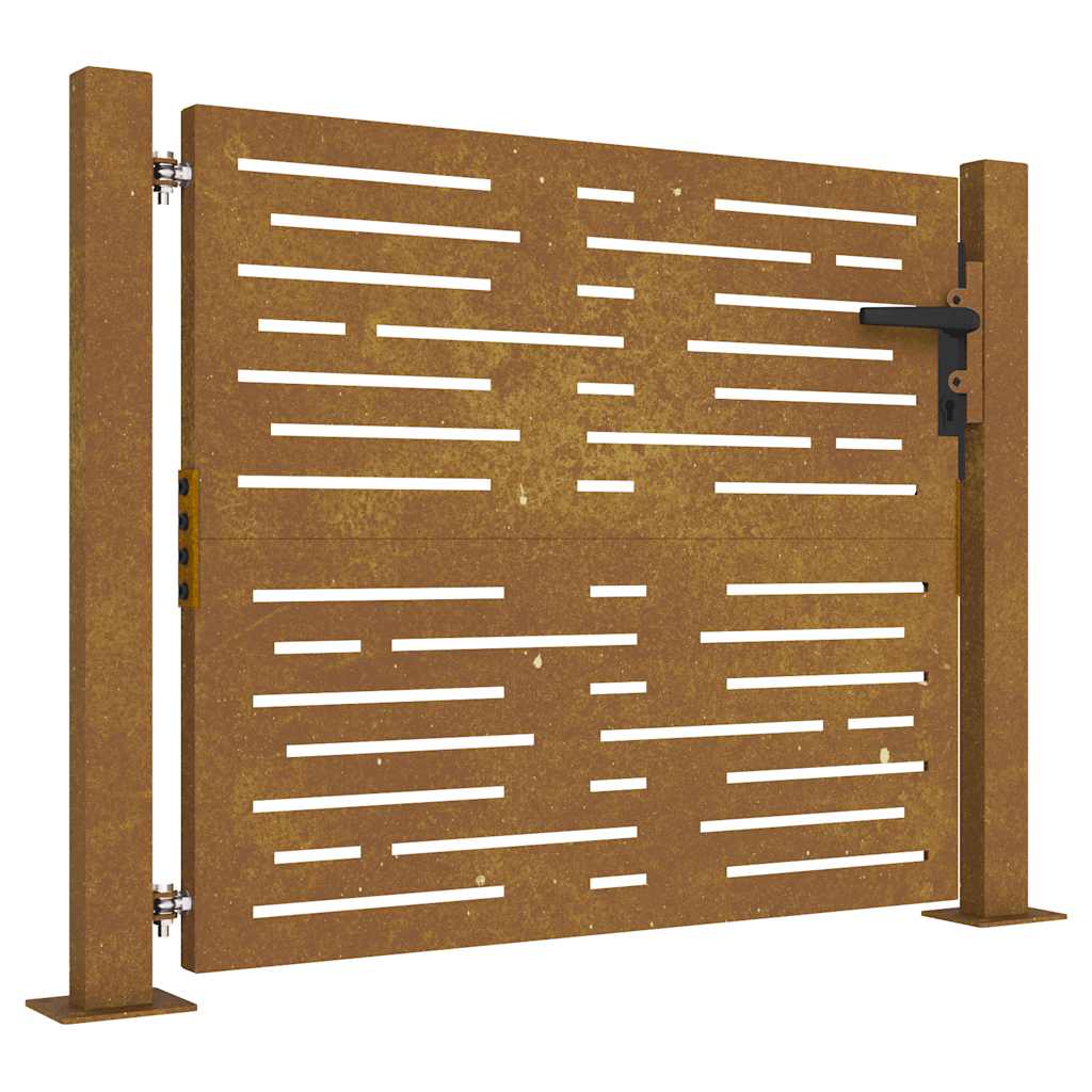 Portão de jardim 100x100 cm em aço corten com design quadrado